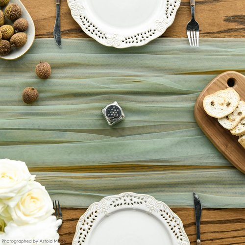 Artoid Mode Sage Green Gauze Table Runner - 120 Inch Sheer Decor for Weddings & Parties