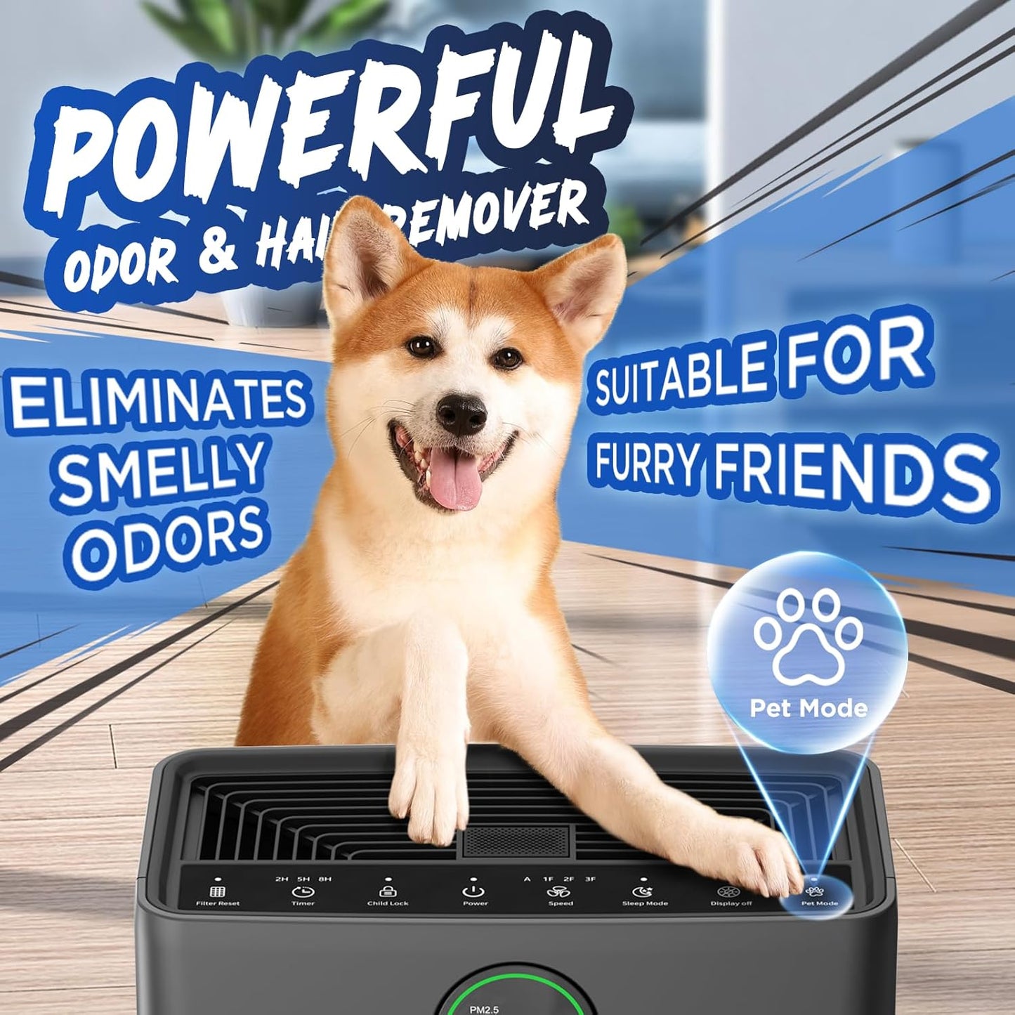 MOOKA Air Purifier - Large Room Coverage Up to 2200 Sq.Ft | Washable Filter & PM 2.5 Display for Pets & Home