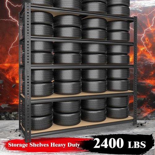 Heavy Duty Garage Shelving | 5-Tier Adjustable Storage Unit | 2400LBS Capacity | 28''×12''×60''