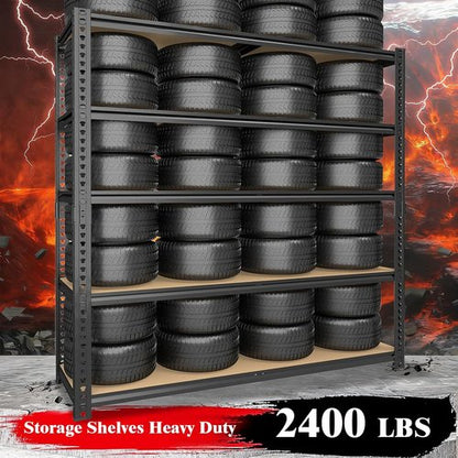 Heavy Duty Garage Shelving | 5-Tier Adjustable Storage Unit | 2400LBS Capacity | 28''×12''×60''