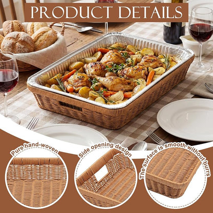 Sawysine 2 Pcs Large Wicker Pan Holder for 21x13-Inch Aluminum Foil Trays - Variation 2