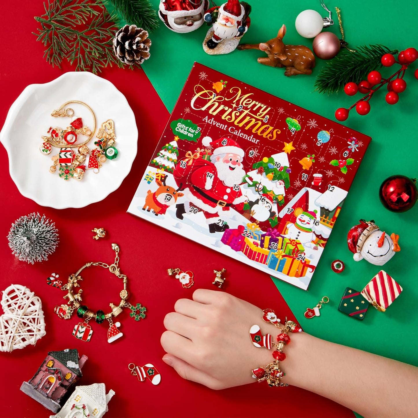 Taybonds Christmas Charms Bracelet Set - 22 DIY Charm Beads for Women | Perfect Xmas Gift