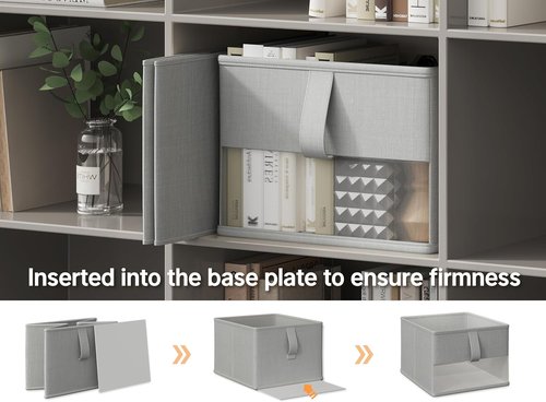 Foldable Storage Bins by [Brand Name] - Breathable Fabric Organizers with Clear Window | 3-Pack Gray, 11.5x8.75x6.5in for Closet, Toys & More