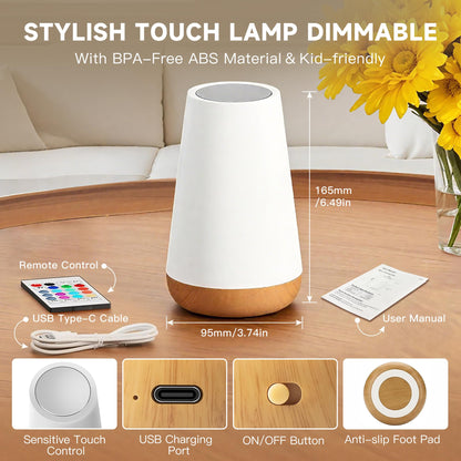 Yonito Night Light for Baby Nursery, 13 Colors Changing Touch Dimmable Night Lamp with Timer, Rechargeable Kids Night Light Portable for Bedtime Routine Baby Breastfeeding