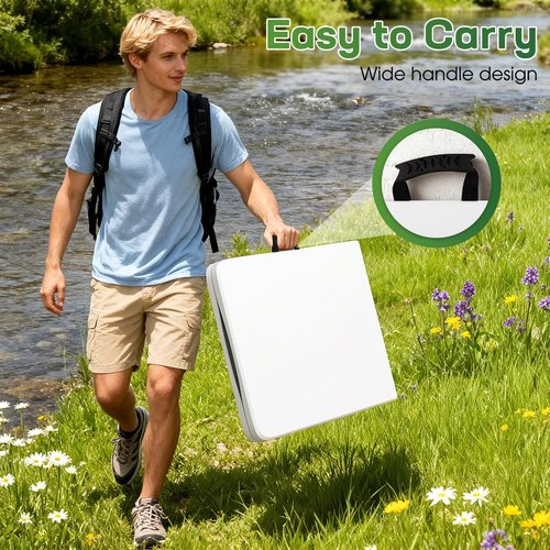 FDW 6 Foot Folding Table, Portable Plastic Table with Carrying Handle Perfect for Indoor, Outdoor, Party, Dining, Wedding, Events, Camping, White