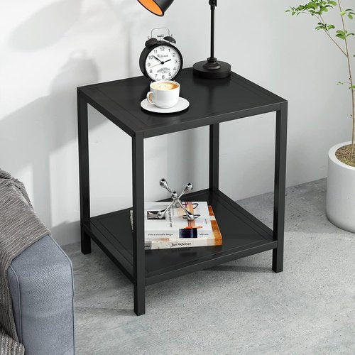Jetonix End Table - Modern 2-Tier Nightstand with Easy Assembly | European Wrought Iron Design