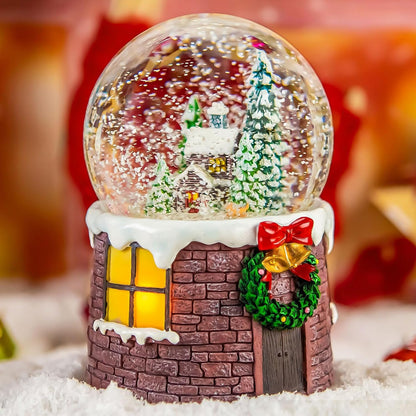 Skiennix Christmas Music Box Snow Globe - Musical Village Glitter Gift for Women & Kids | Plays Silent Night Tune
