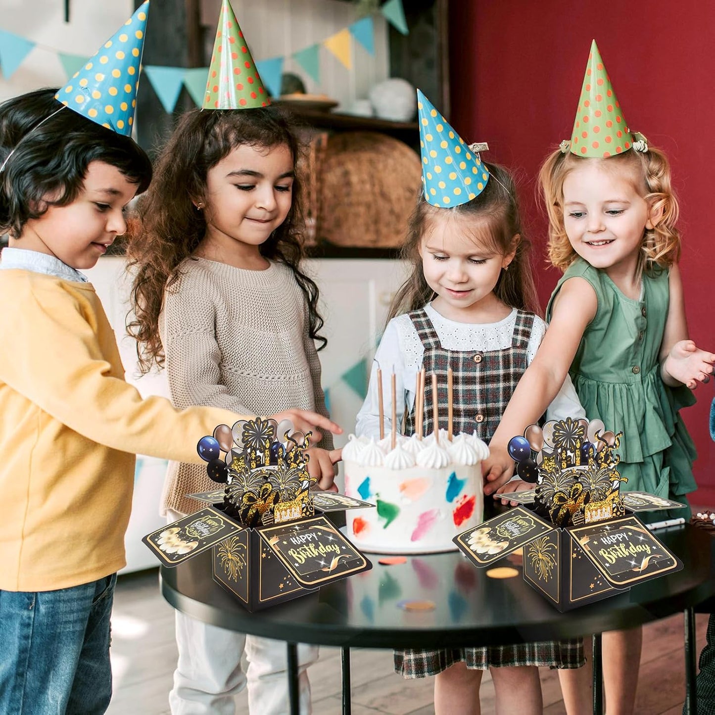 Surprise Pop Up Birthday Cards - Unique 3D Handmade Greeting Card for Adults & Kids | Black