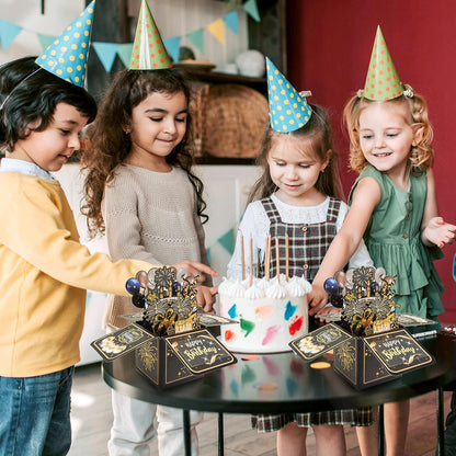 Surprise Pop Up Birthday Cards - Unique 3D Handmade Greeting Card for Adults & Kids | Black