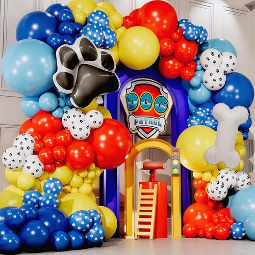ALL-IN-1 Paw Balloons Garland Arch Kit - Bonus Dog Bone & Paw Print Balloons for Birthday Decorations | Perfect for 3rd Birthday Party