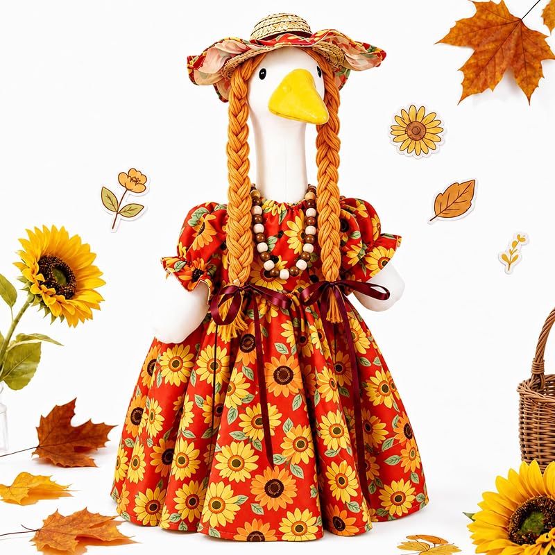 Fall Porch Goose Outfit for 23" Statues - Sunflower Girl Variation