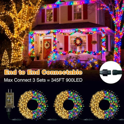 Btfarm Color Changing Christmas Lights - 115FT 300 LED Outdoor Fairy Lights | Battery Operated, 3 Modes