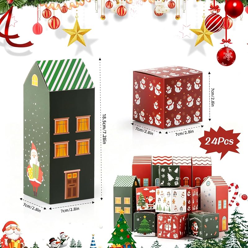 24‑Day Advent Calendar Boxes Set for DIY Countdown - Empty Gift Boxes with Numbers