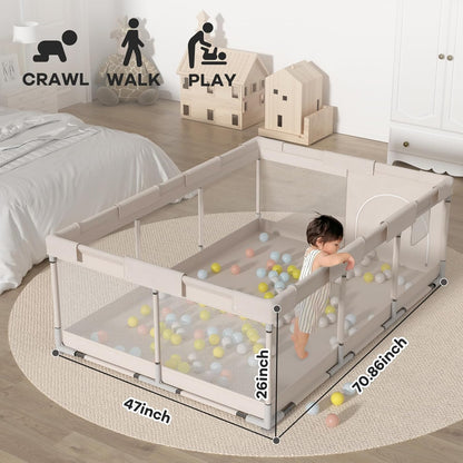 ZEEBABA Baby Playpen - Spacious 71x47 Inch Playpen for Babies & Toddlers | Ideal for Apartments