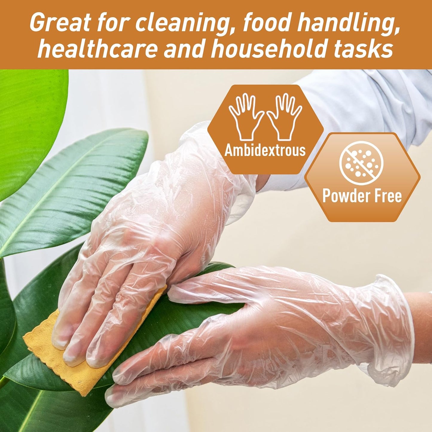 Med PRIDE Vinyl Gloves - Medium Box of 100 | 4.3 Mil Thick, Powder-Free, Heavy-Duty Disposable Gloves for Healthcare & Food Handling
