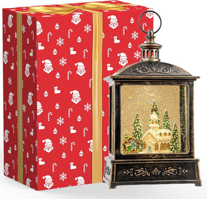 Skiennix 12.5'' Musical Snow Globe Lantern - Lighted Church with Nativity Scene | Battery or USB Powered Christmas Decor
