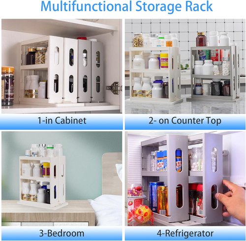 Dutiplus Medicine Organizer - 3-Tier Storage Rack for Vitamins & Cosmetics | Creamy White - 10.82" H x 5.82" W x 10.43" D