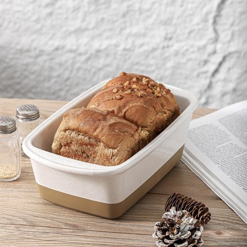 HVH Ceramic Loaf Pan - 9 x 5 Inch Rectangular Baking Bread Pan in Farmhouse White Finish