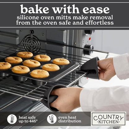 Country Kitchen Nonstick Bakeware Set - Deluxe Heavy Duty & Easy Release, 8 Pcs, Black