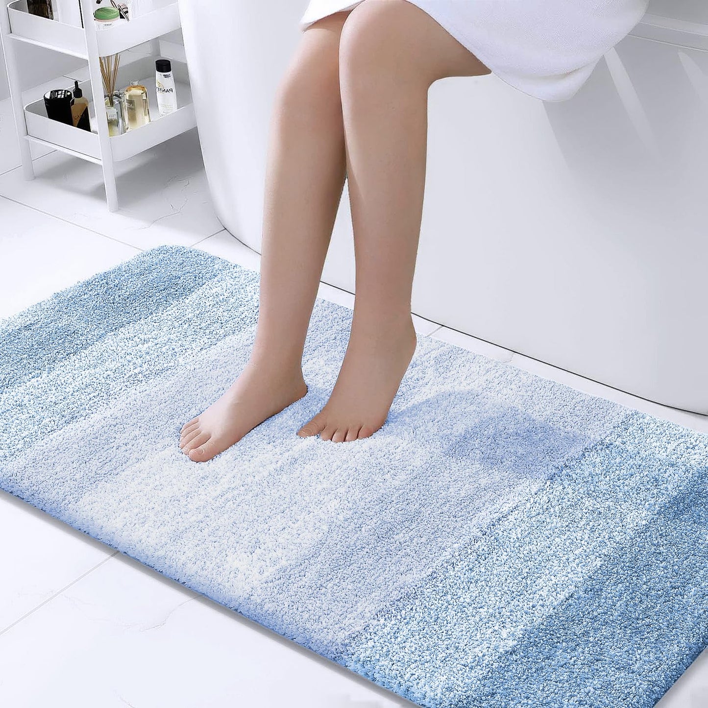 OLANLY Large Bathroom Rugs Mat 40x24, Extra Soft Absorbent Microfiber Bath Rugs, Rubber Backing, Quick Dry, Washable Bath Mats for Bathroom Floor, Tub and Shower, Home Decor Accessories, Light Blue