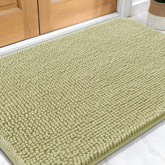 OLANLY Dog Door Mat - Absorbent Non-Slip Chenille Mat for Muddy Paws | 34x21, Quick Dry, Vanilla