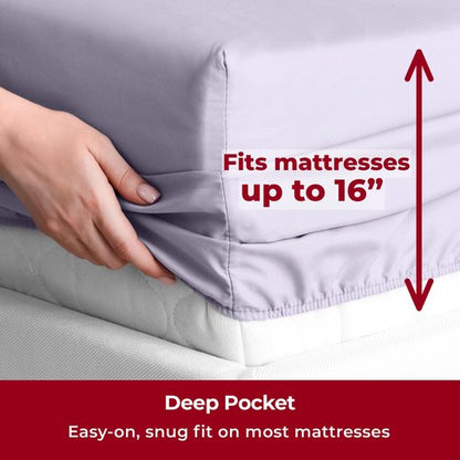 Mellanni Twin Sheets Set - 3 PC Iconic Collection Bedding - Hotel Luxury, Extra Soft, Cooling Bed Sheets - Wrinkle, Fade, Stain Resistant (Twin, Lavender)