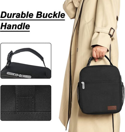 Deosk Insulated Lunch Bag - Reusable Portable Lunchbox for Men & Women | Black, Ideal for School & Work