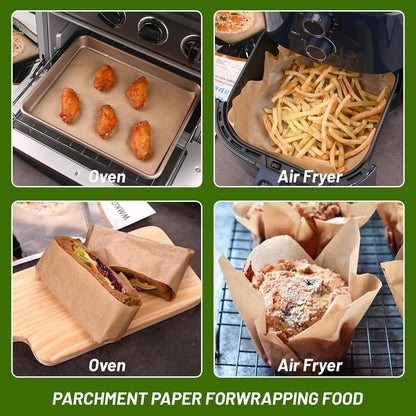 WMKGG Non-Stick Parchment Paper Sheets - 190 PCS Precut for Baking, Grilling & Air Frying | 8x12 Inches