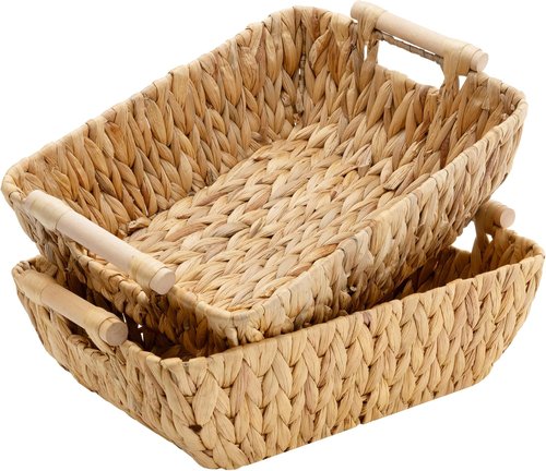 Granny Says Wicker Storage Baskets - Trapezoid Design with Handles | Water Hyacinth, 2-Pack