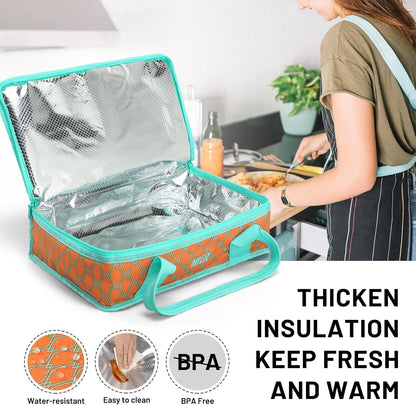 MIER Insulated Casserole Carrier - Thermal Food Bag for Hot or Cold Dishes | Fits 9"x13" Baking Dish, Orange