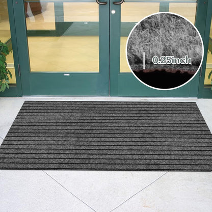 Skiennix Custom Size Runner Rug - Non-Slip Rubber Backing | Gray with Black Stripe, 2 ft x 6 ft for Hallway & Kitchen