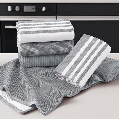 Homaxy Premium Kitchen Towels - Soft & Absorbent 380 GSM Cotton Dish Towels | 18”x28”, Grey, 6 Pack