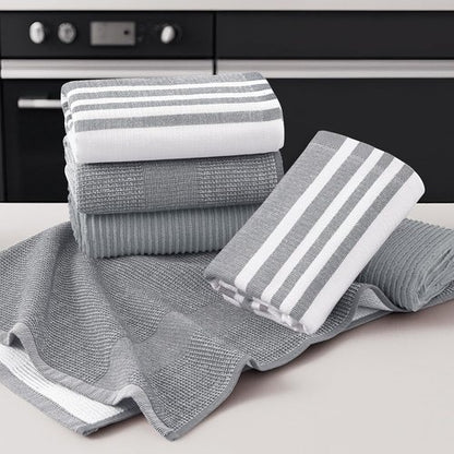 Homaxy Premium Kitchen Towels - Soft & Absorbent 380 GSM Cotton Dish Towels | 18”x28”, Grey, 6 Pack