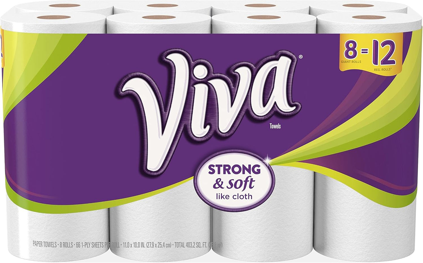 Viva Giant Roll Paper Towels - Ultra Absorbent White, 27.9 x 25.4 cm | Pack of 8 Rolls
