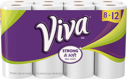 Viva Giant Roll Paper Towels - Ultra Absorbent White, 27.9 x 25.4 cm | Pack of 8 Rolls