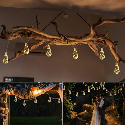 Skiennix Solar Outdoor String Lights - 20Ft Vintage Rope Design | Waterproof Warm White with 8 Modes & 16 Shatterproof Bulbs for Garden & Patio