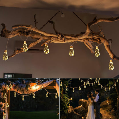Skiennix Solar Outdoor String Lights - 20Ft Vintage Rope Design | Waterproof Warm White with 8 Modes & 16 Shatterproof Bulbs