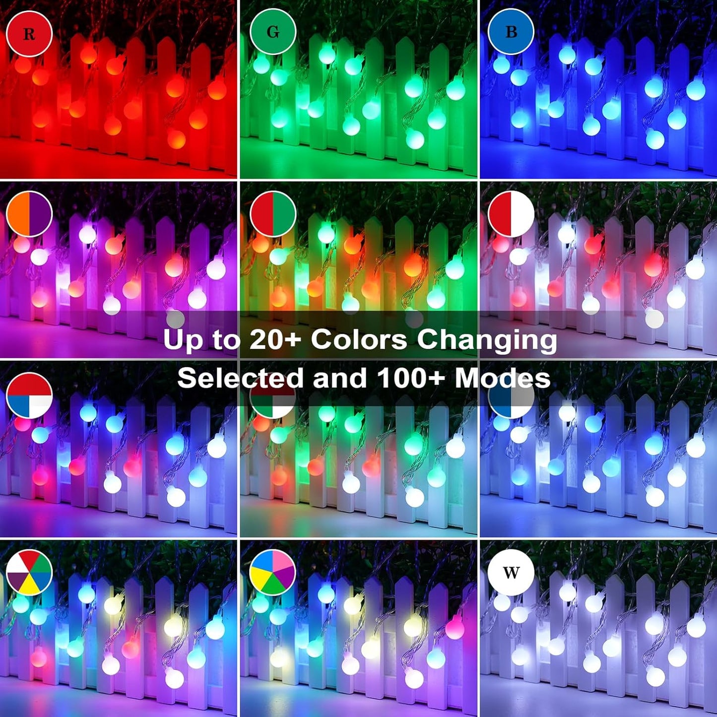 OMIKA 33FT Connectable Globe String Lights - 24 Color Changing Fairy Lights with Remote, 60 LEDs for Indoor/Outdoor Use