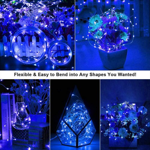 Ariceleo LED Fairy Lights - Battery Operated Copper Wire String Lights | 5m/16ft Blue for Bedroom & Events