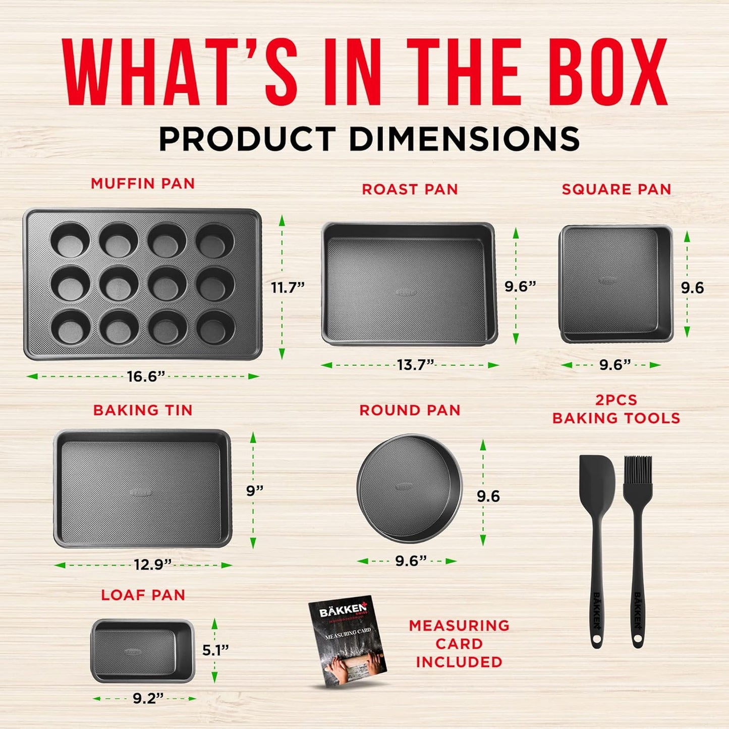 Non-Stick Bakeware Set by [Brand Name] - 8 Piece Professional Baking Pan Set | Muffin, Loaf & More - Black