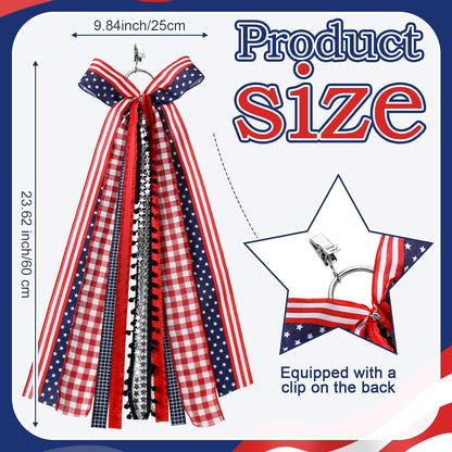 Riceshoot Patriotic 4th of July Wreath - Large Red, White & Blue Bow for Indoor/Outdoor Decor