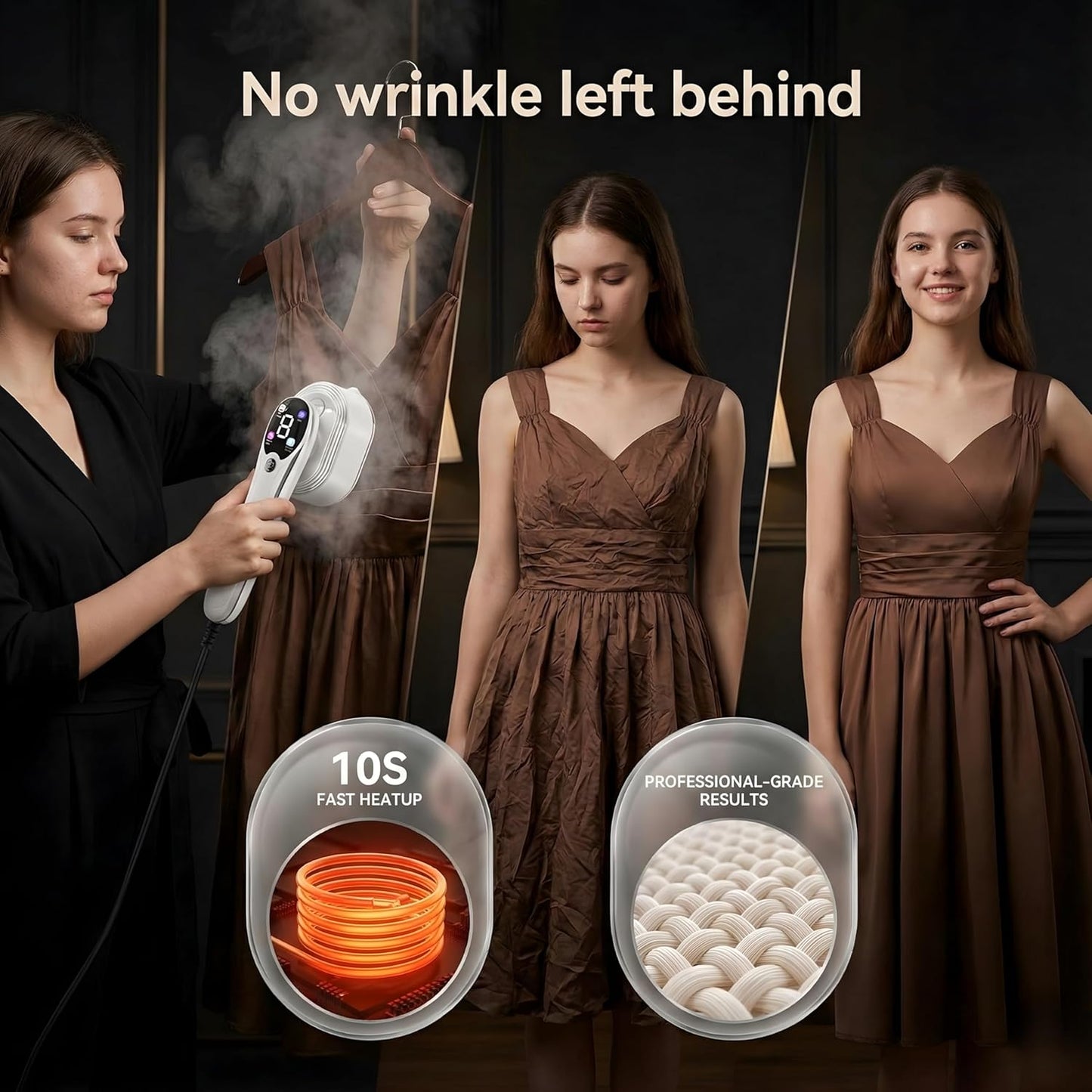 Skiennix Travel Steamer - 1200W Fast Heat Wrinkle Remover with 4 Modes & 100ml Tank | White