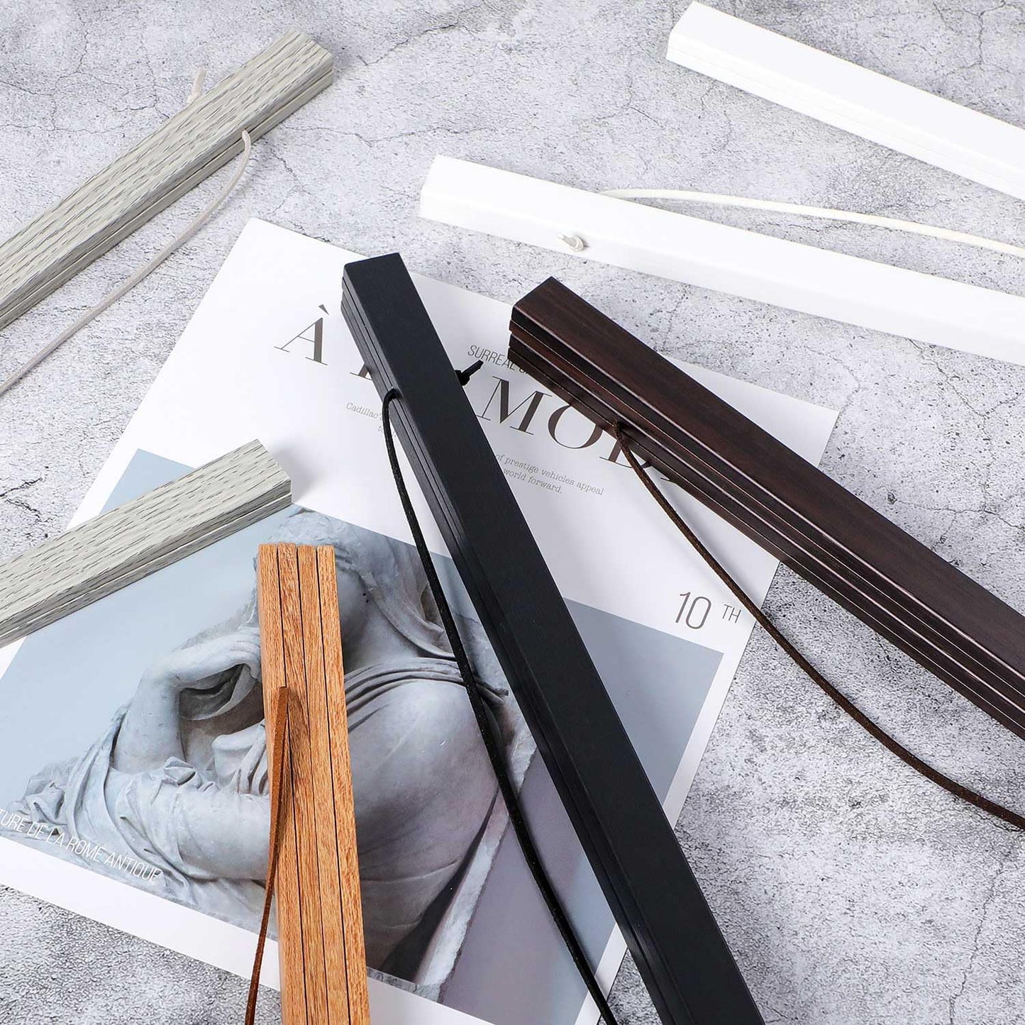 Benjia Magnetic Light Wood Poster Frame - 35" Teak Color for Photos & Artwork | Wall Hanging (1 Pack)