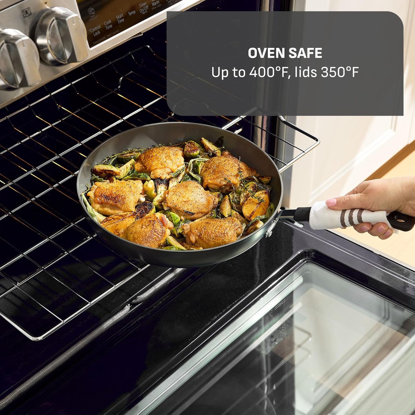T-Fal Ultimate Hard Anodized Cookware Set - 12-Piece Ceramic Nonstick, Oven Safe Up to 400°F, Stone Finish