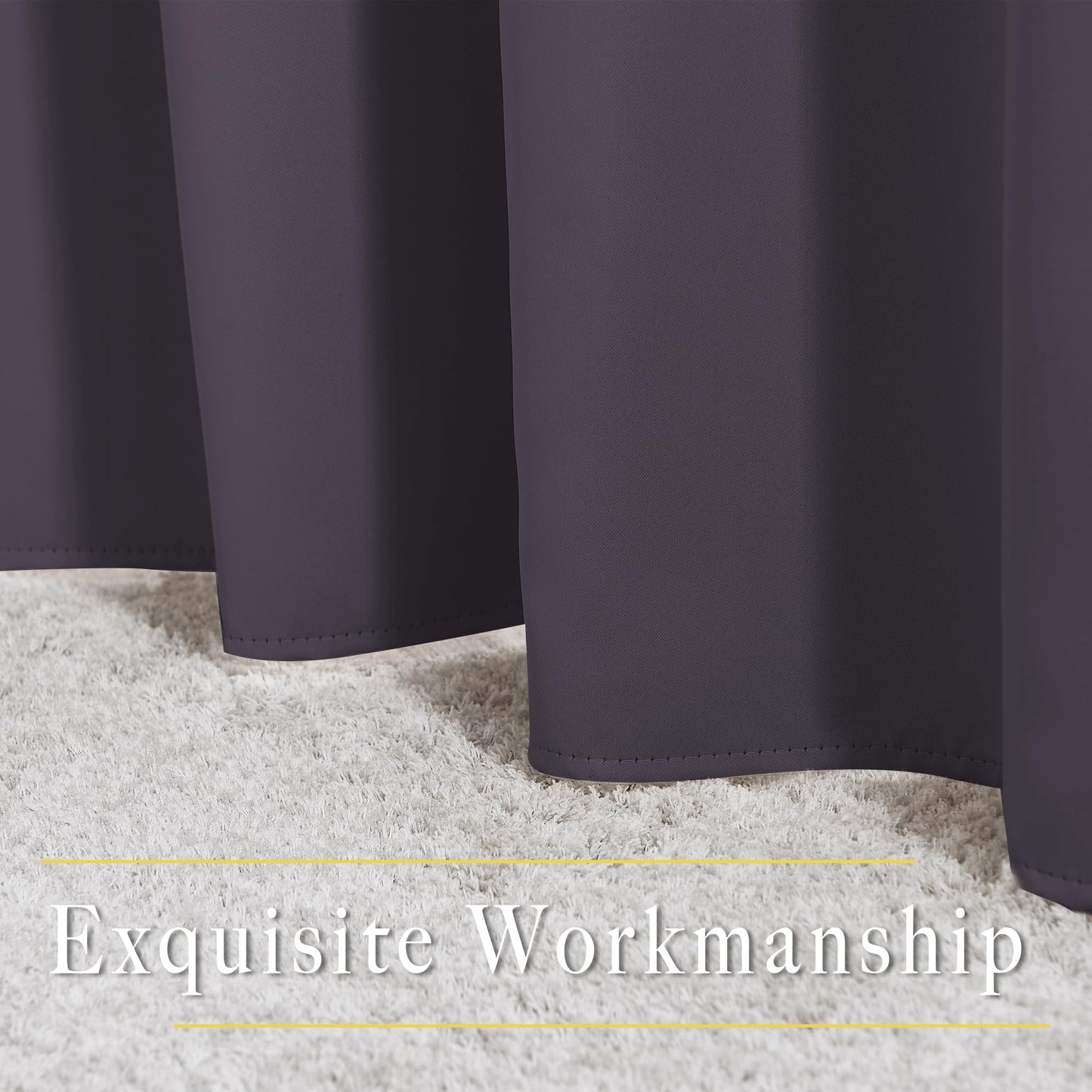 NICETOWN Blackout Curtains for Bedroom, Grommet Solid Thermal Drapes Light Blocking Window Treatments Sound Reducing for Living Room, Greyish Purple, W46 x L63, 2 Panels