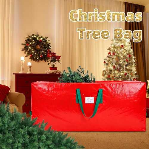 KRYSTY Christmas Tree Storage Bag - Durable Waterproof Zippered Bag for 7.5 Ft Holiday Tree | Red