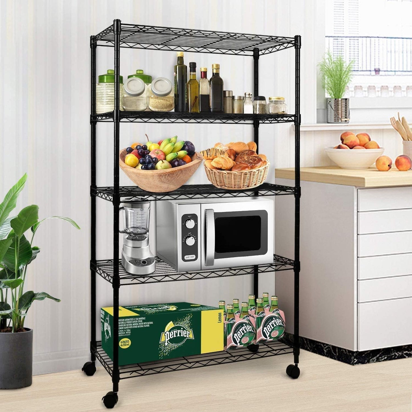 Simple Deluxe Heavy Duty 5-Shelf Storage Shelving Unit - 1250lbs Capacity | 29.92" D x 13.98" W x 61.09" H, Black