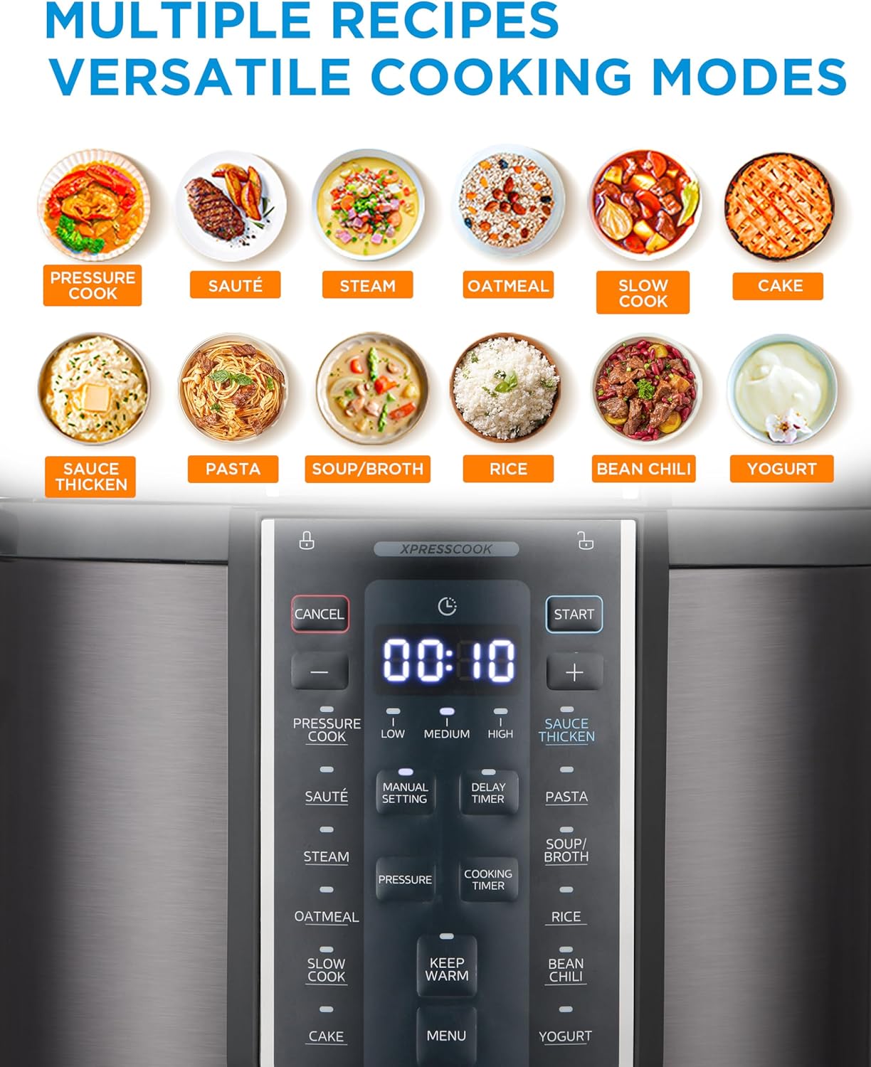 Midea 12-in-1 Electric Pressure Cooker - 8 Quart Multi-Functional Programmable Cooker | Stainless Steel Finish