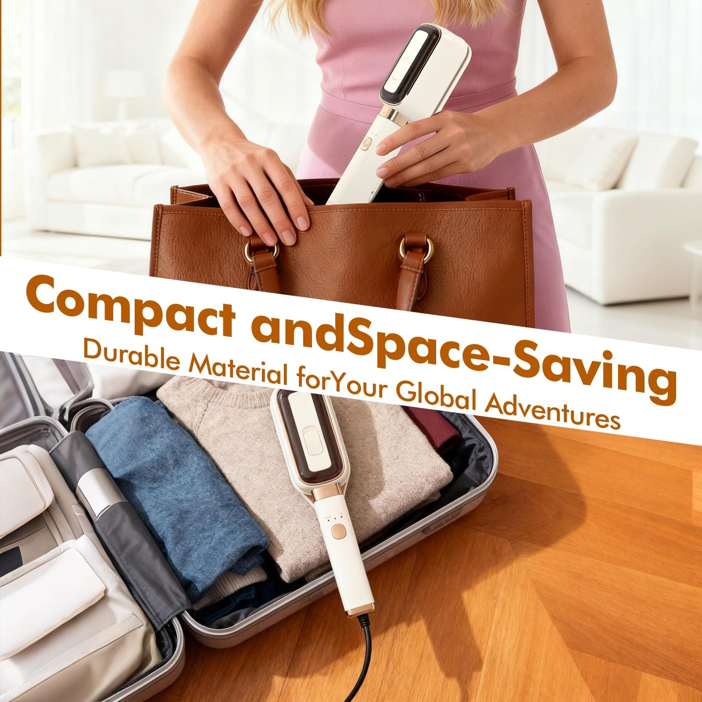 TeSabMi Travel Steamer for Clothes, 3 In 1 Steam, Iron & Press, 15s Heat Up, Lightweight Clothes Steamer, Flip-Design Handheld Portable Steamer, Travel/Home/Office Use