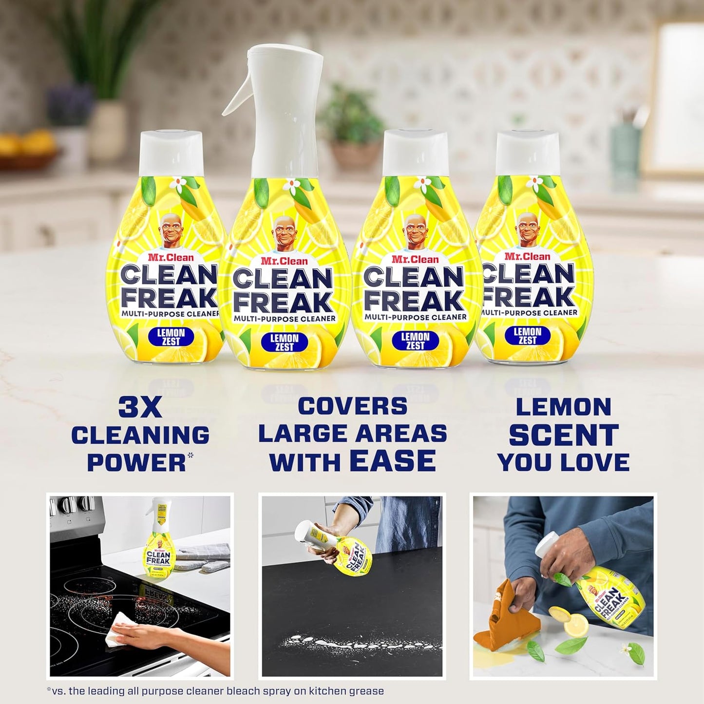 Mr. Clean Clean Freak Multi-Surface Cleaning Spray - Deep Cleaning Mist Starter Kit & Refill Bundle, Lemon Zest, 64 fl oz